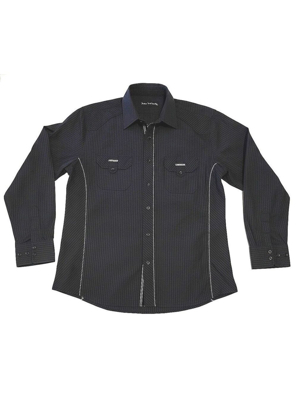 Jonathan Bentley Mens Black Striped Western Shirt Contrast Piping Y2K Rodeo 2XL